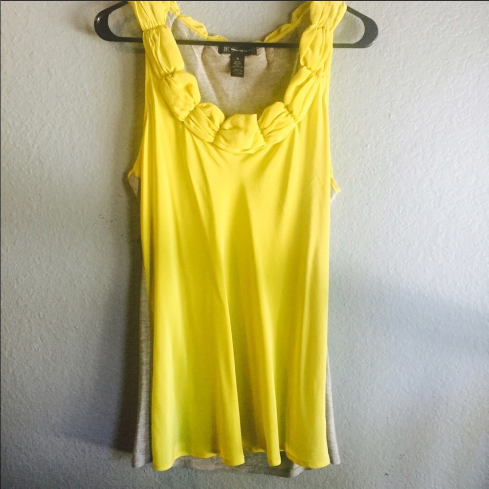 NWOT INC Yellow Gray Tank Silk Top